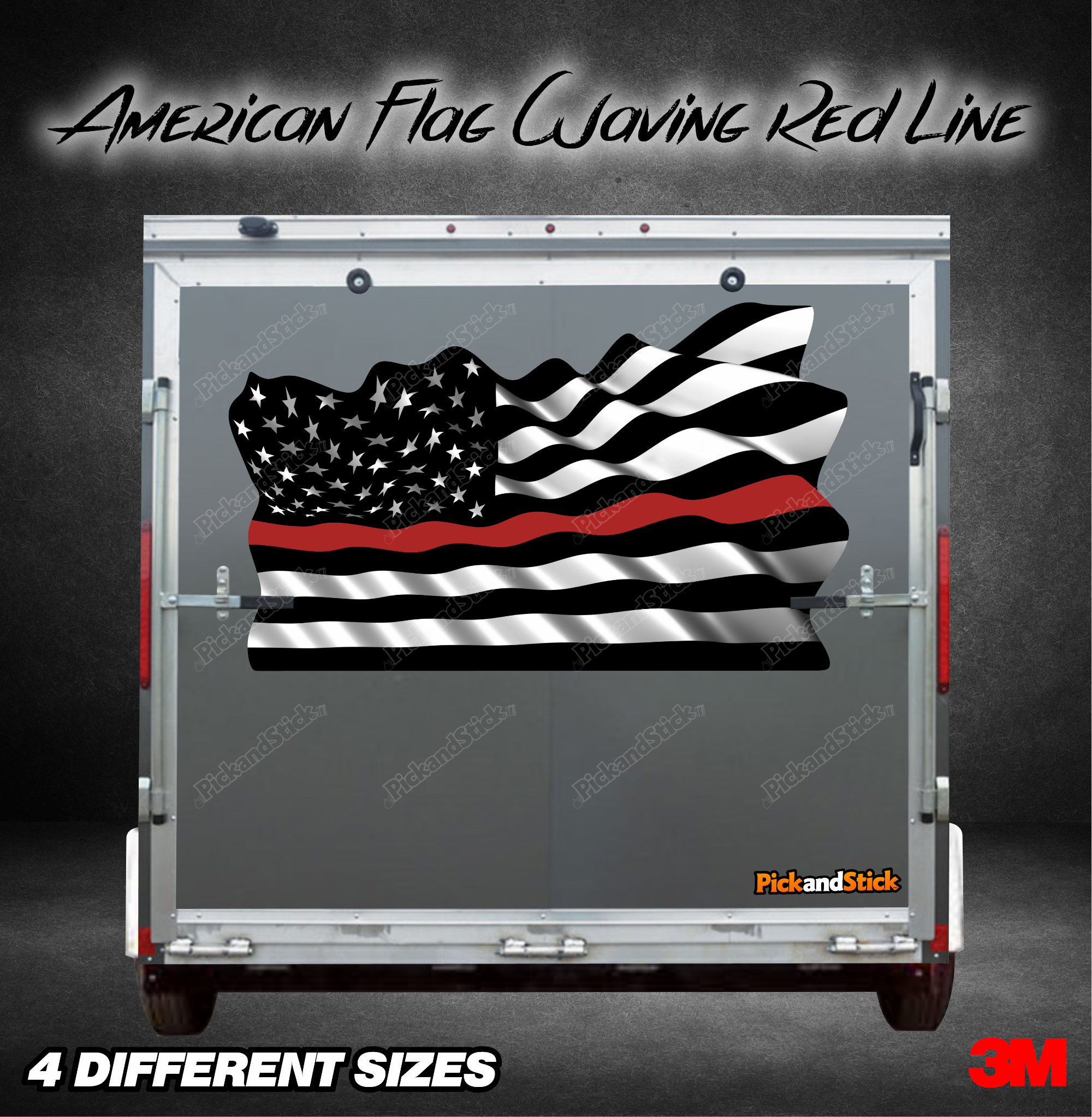 American Flag Waving Red Line Graphic - PickandStickcom