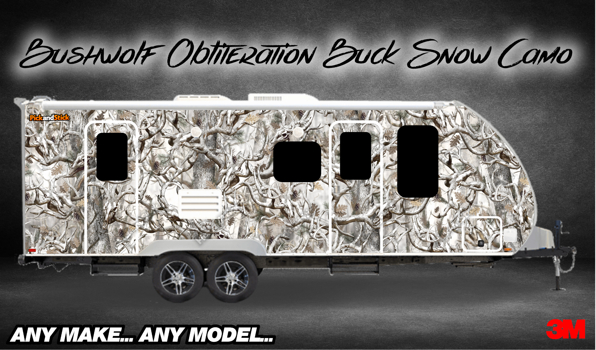 Bushwolf Obliteration Buck Snow Camo RV Wrap - PickandStickcom