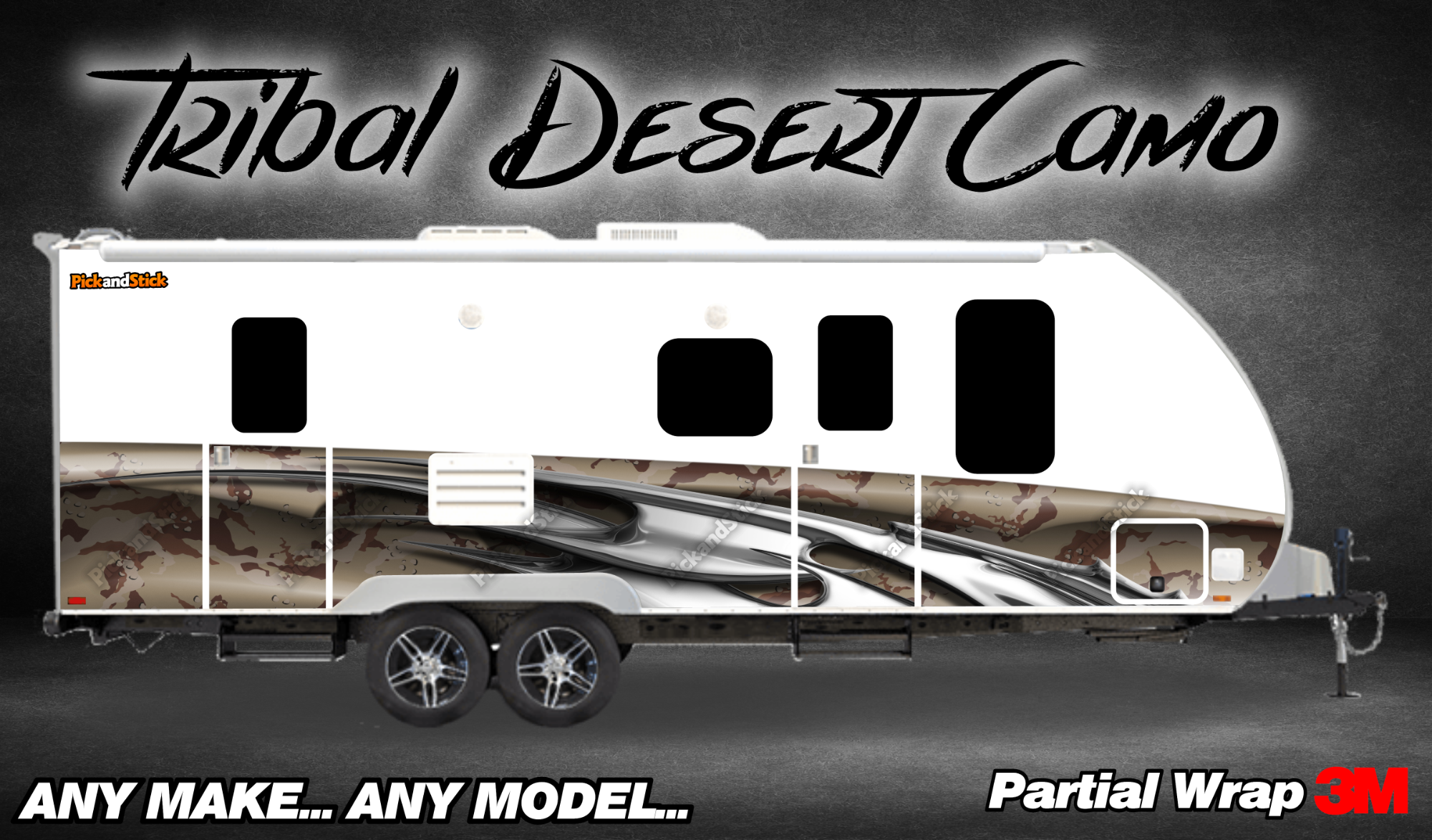 Tribal Desert Camo RV Partial Wrap - PickandStickcom