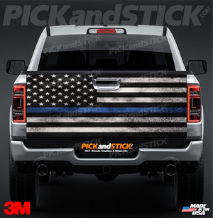 American Blue Line Distressed Flag Tailgate Wrap
