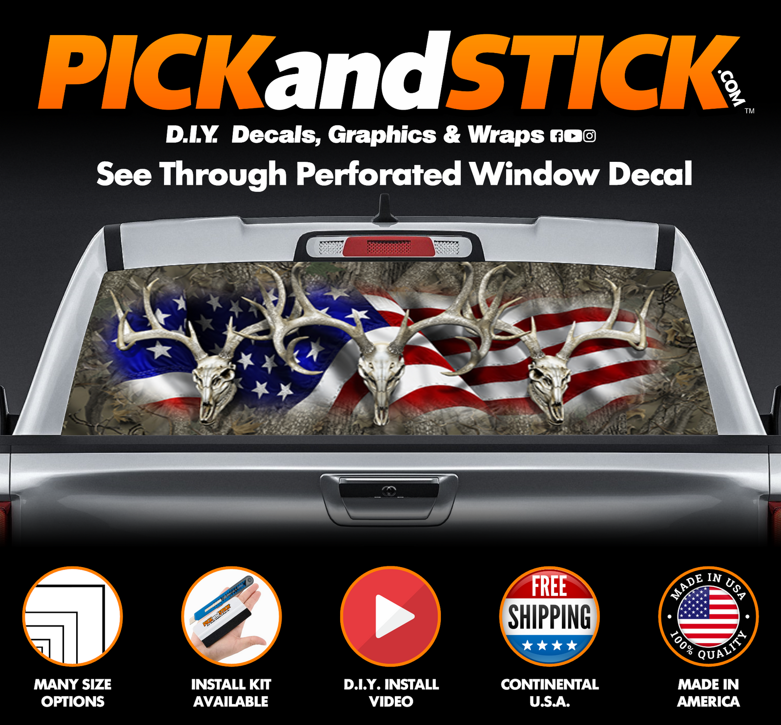 American Buck Forest Perforated Rear Window Decal