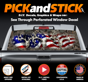 American Buck Camo Perforated Rear Window Decal