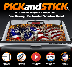 American Buck Obliteration Camo Perforated Rear Window Decal