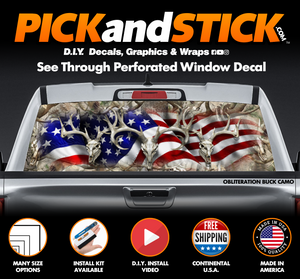 American Buck Obliteration Camo Perforated Rear Window Decal
