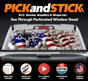 American Buck Obliteration Camo Perforated Rear Window Decal