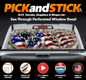 American Buck Obliteration Camo Perforated Rear Window Decal