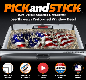 American Buck Skull Camo Perforated Rear Window Decal