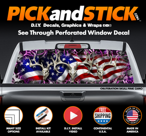 American Buck Skull Camo Perforated Rear Window Decal