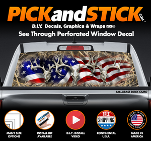 American Buck Tallgrass Camo Perforated Rear Window Decal
