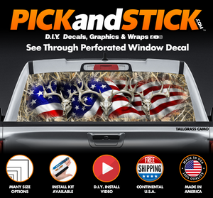 American Buck Tallgrass Camo Perforated Rear Window Decal