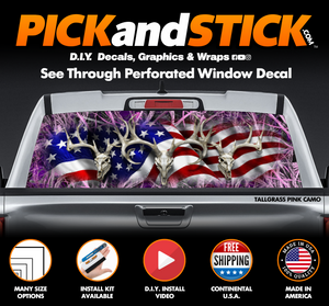 American Buck Tallgrass Camo Perforated Rear Window Decal