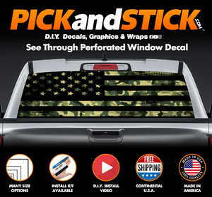 American Flag Camo Perforated Rear Window Decal
