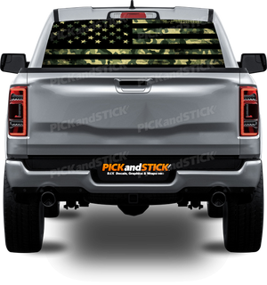 American Camo Flag Perforated Rear Window Decal