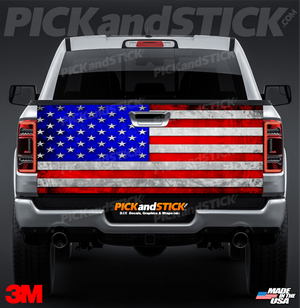 American Metal Grunge Flag Tailgate Wrap
