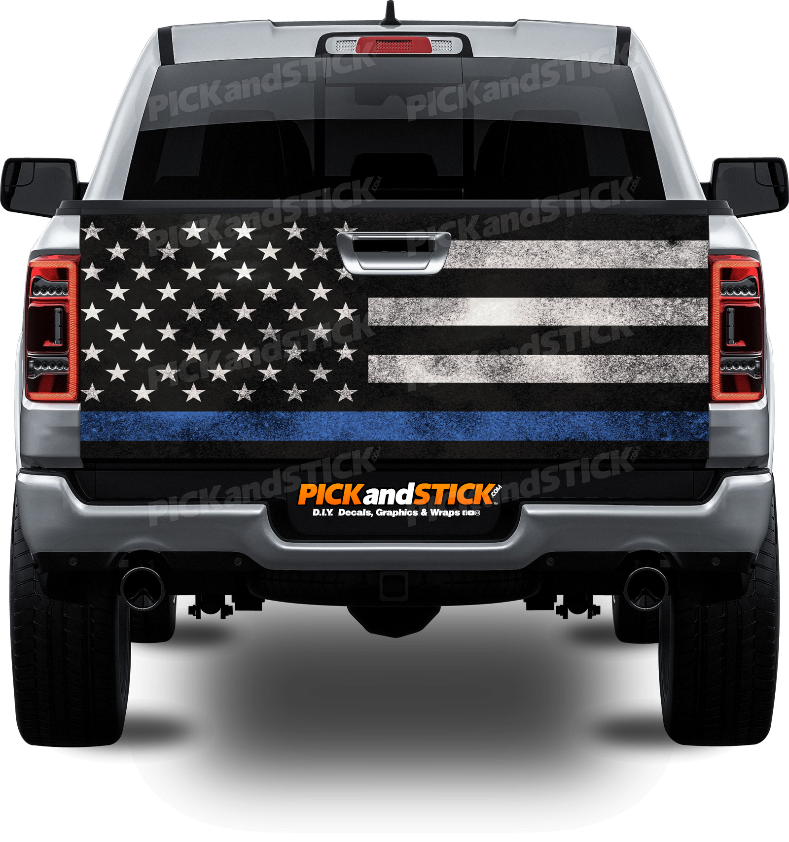 American Blue Line Distressed Flag Tailgate Wrap