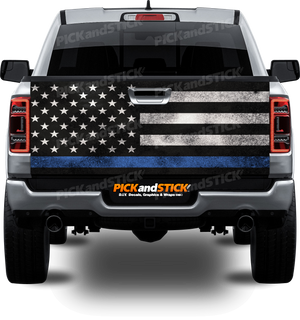 American Blue Line Distressed Flag Tailgate Wrap