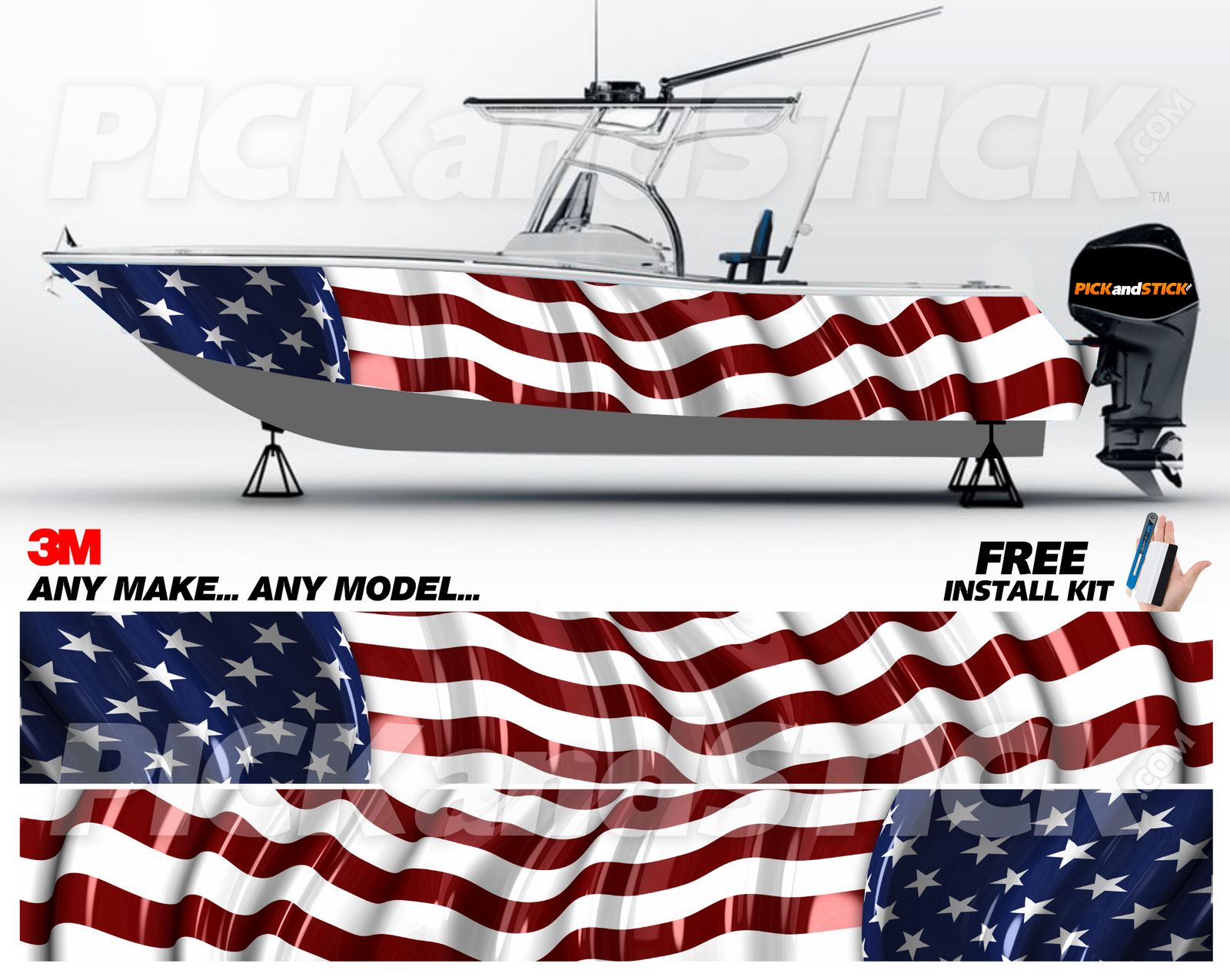 American Waving Flag Boat Wrap