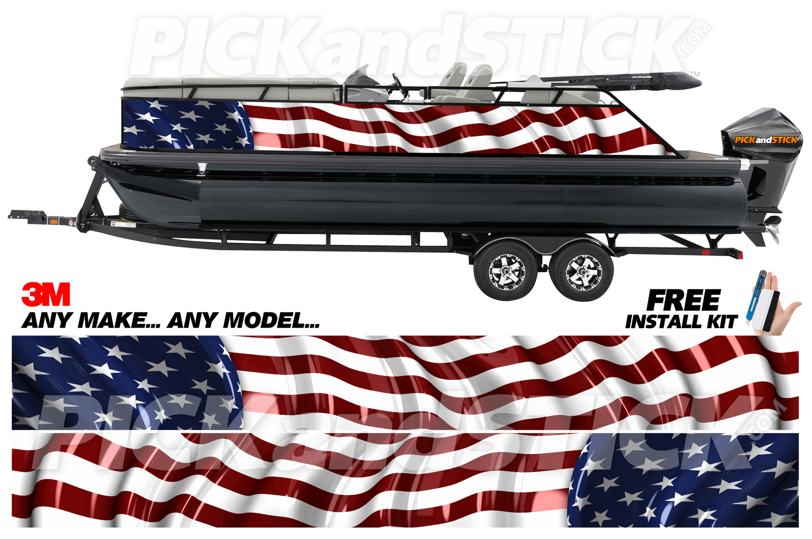 American Waving Flag Pontoon Wrap