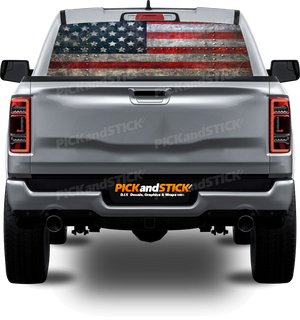 American Flag Riveted Perforated Rear Window Decal