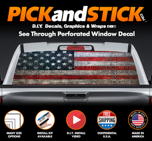 American Flag Riveted Perforated Rear Window Decal