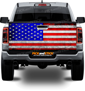 American Metal Grunge Flag Tailgate Wrap
