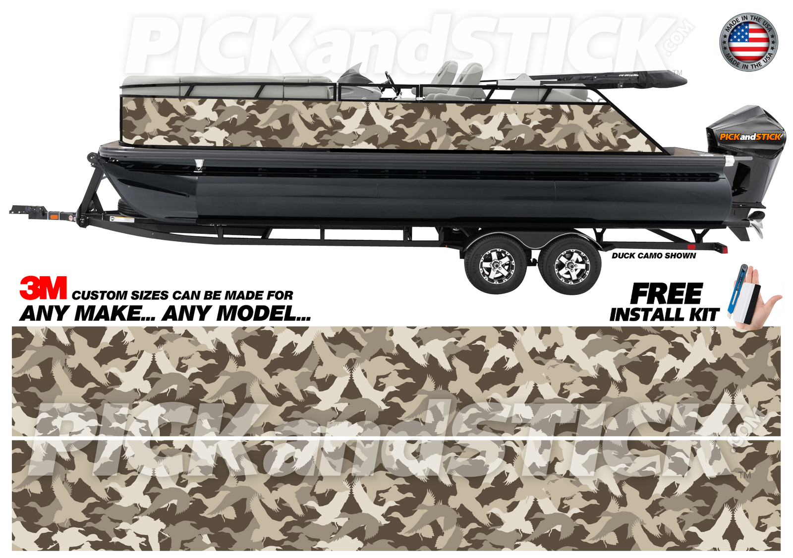 Camo Duck, Deer, Goose, Pheasant Pontoon Wrap