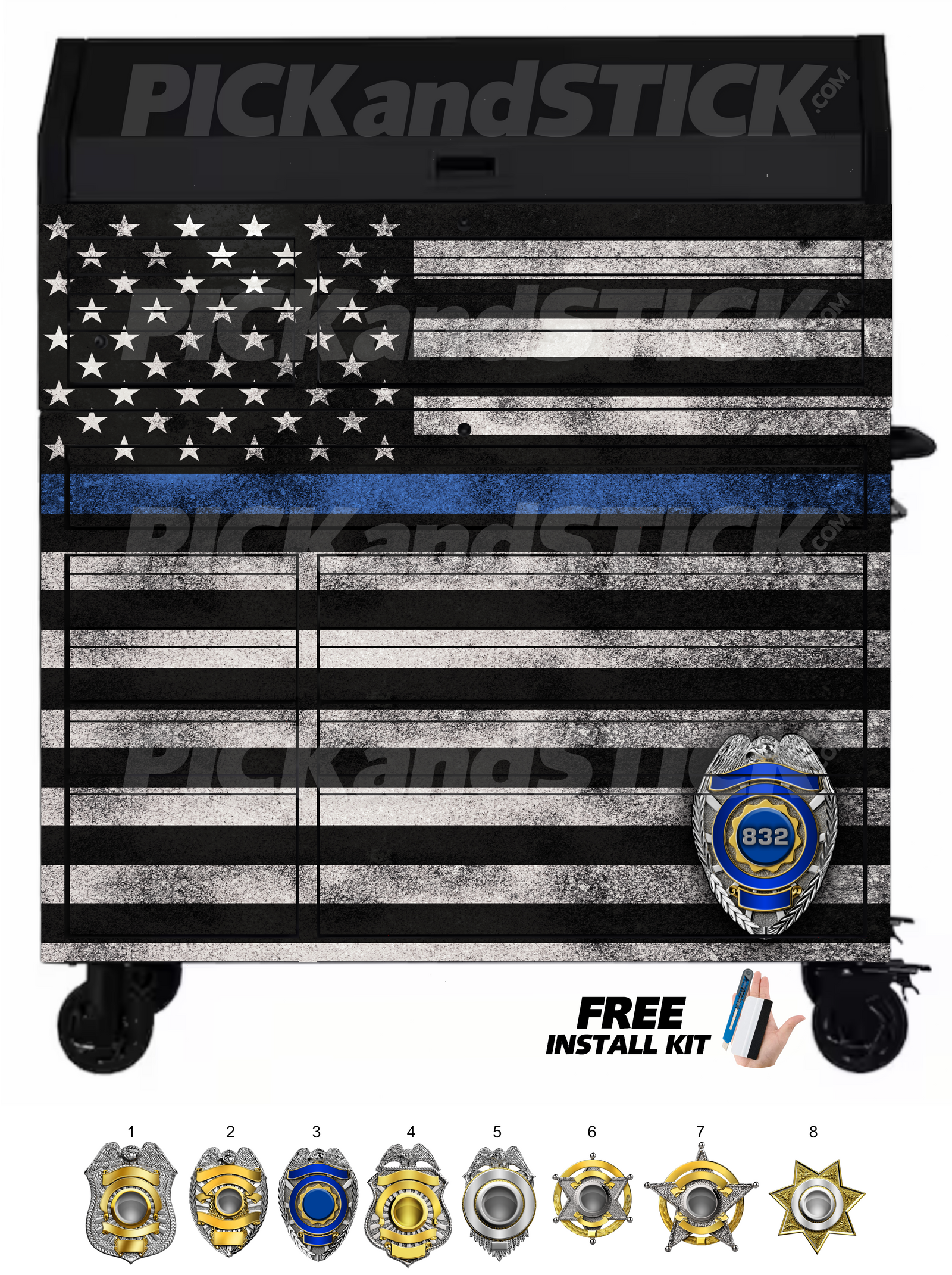 z Blue Line Custom Flag Toolbox Wrap