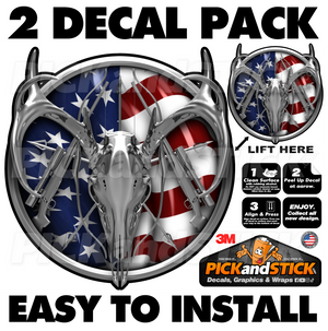 Chrome Deer Skull - 2 Decal Pack