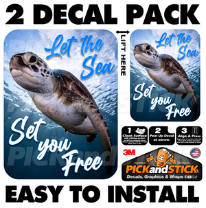 Sea Turtle - Let The Sea, Set You Free - 2 Decal Pack
