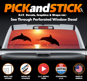 Dolphin Sunset Perforated Rear Window Decal
