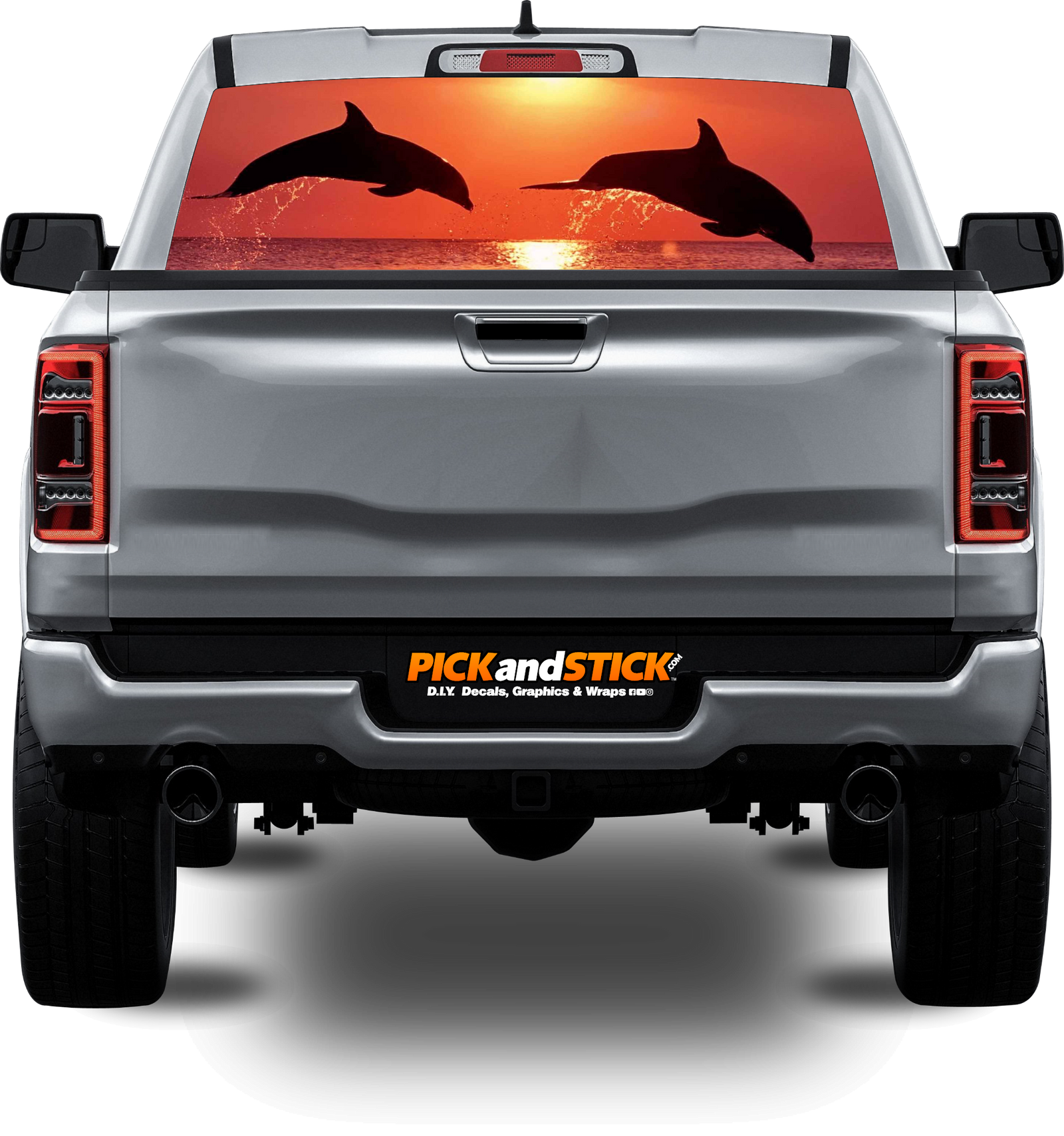 Dolphin Sunset Perforated Rear Window Decal