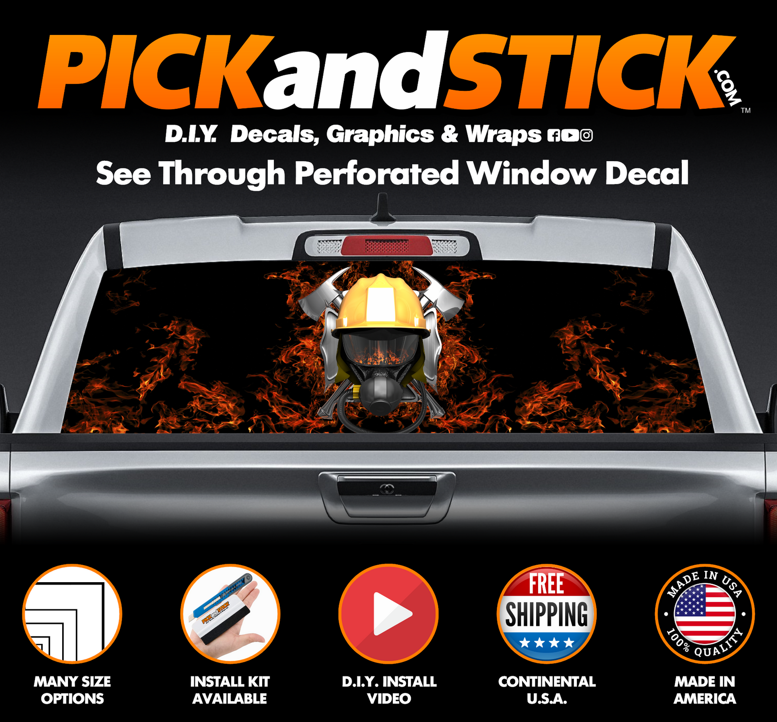Fire Fighter Helmet I Perforated Rear Window Decal