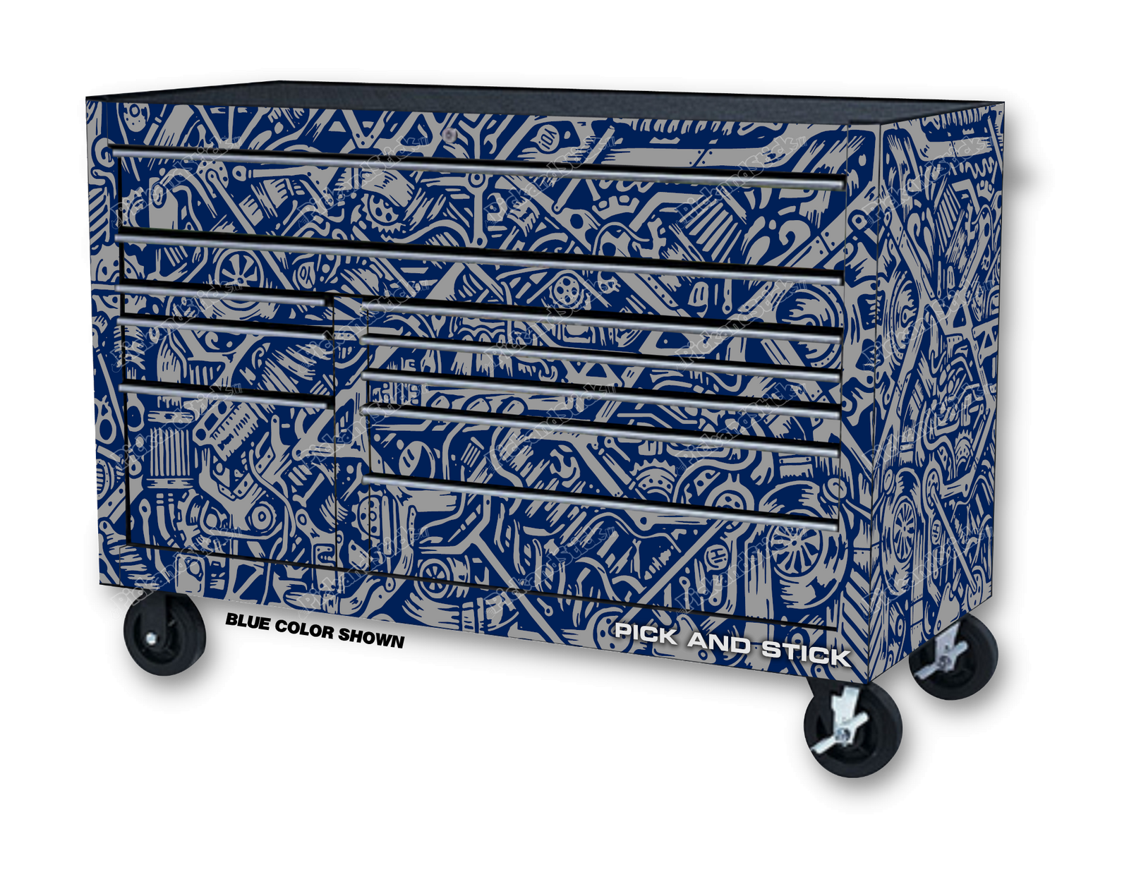 Graffiti Camo Blue Toolbox Wrap