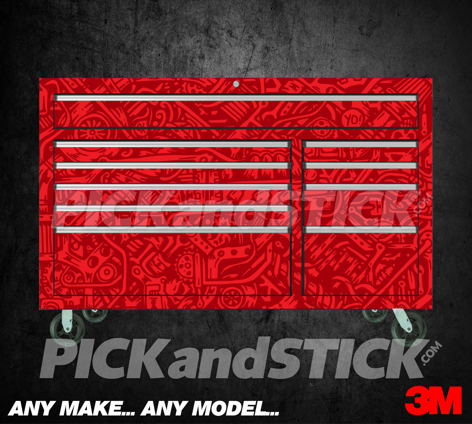 72" Red Mechanic Graffiti Toolbox Wrap