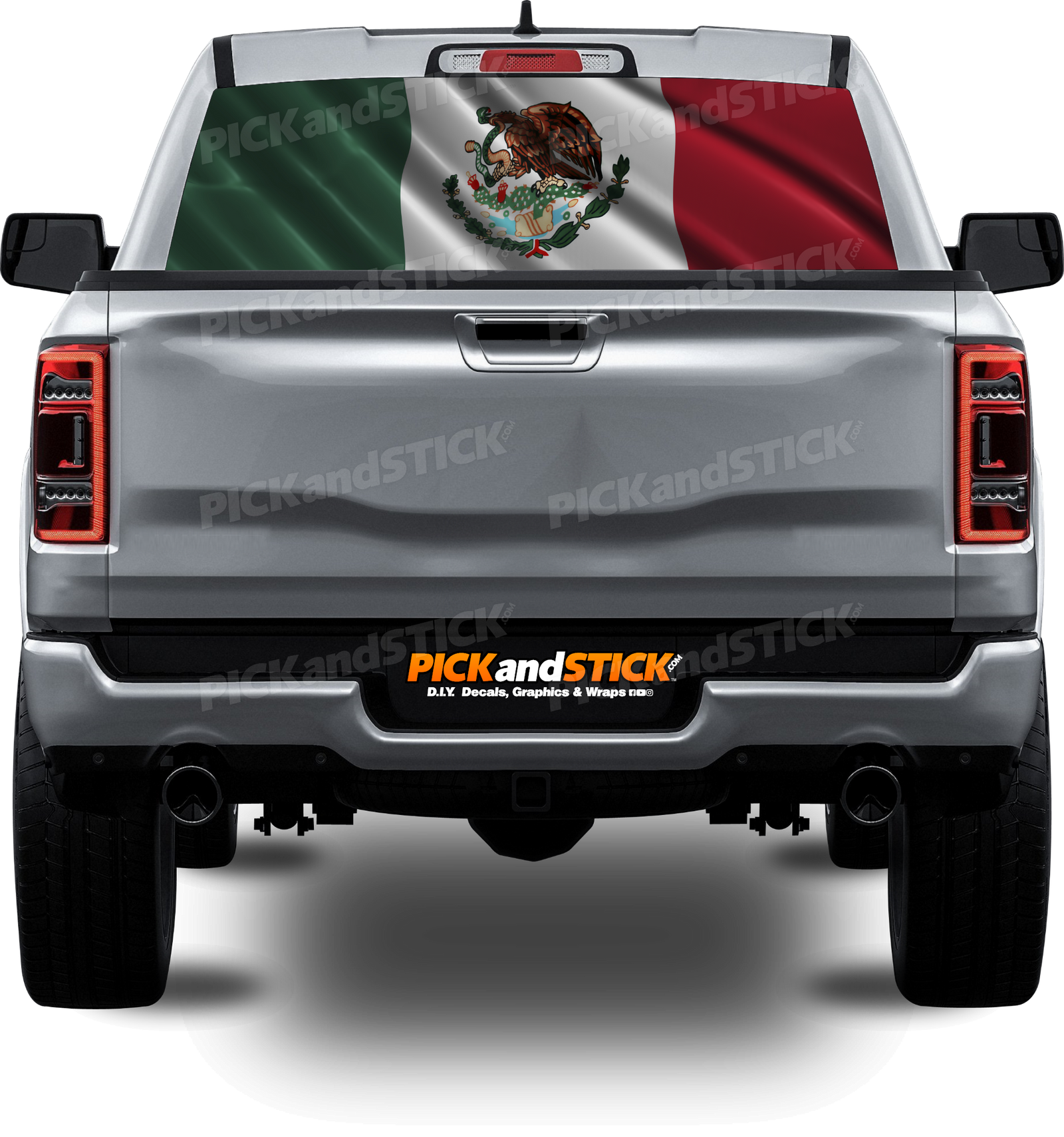 Mexico Flag Heavy Waving Perforated Rear Window Decal