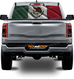 Mexico Flag Heavy Waving Perforated Rear Window Decal