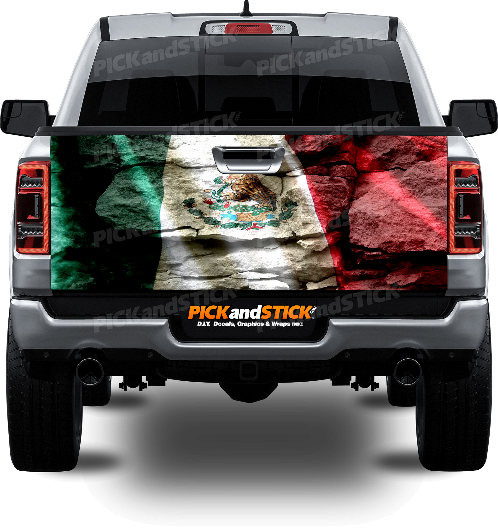 Mexico Rock Flag Waving Tailgate Wrap