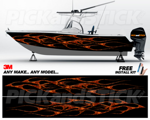 Old School Flames Boat Wrap