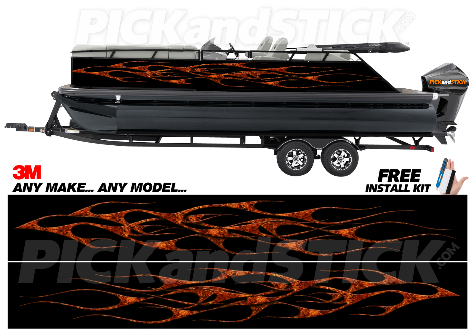 Old School Flames Pontoon Wrap