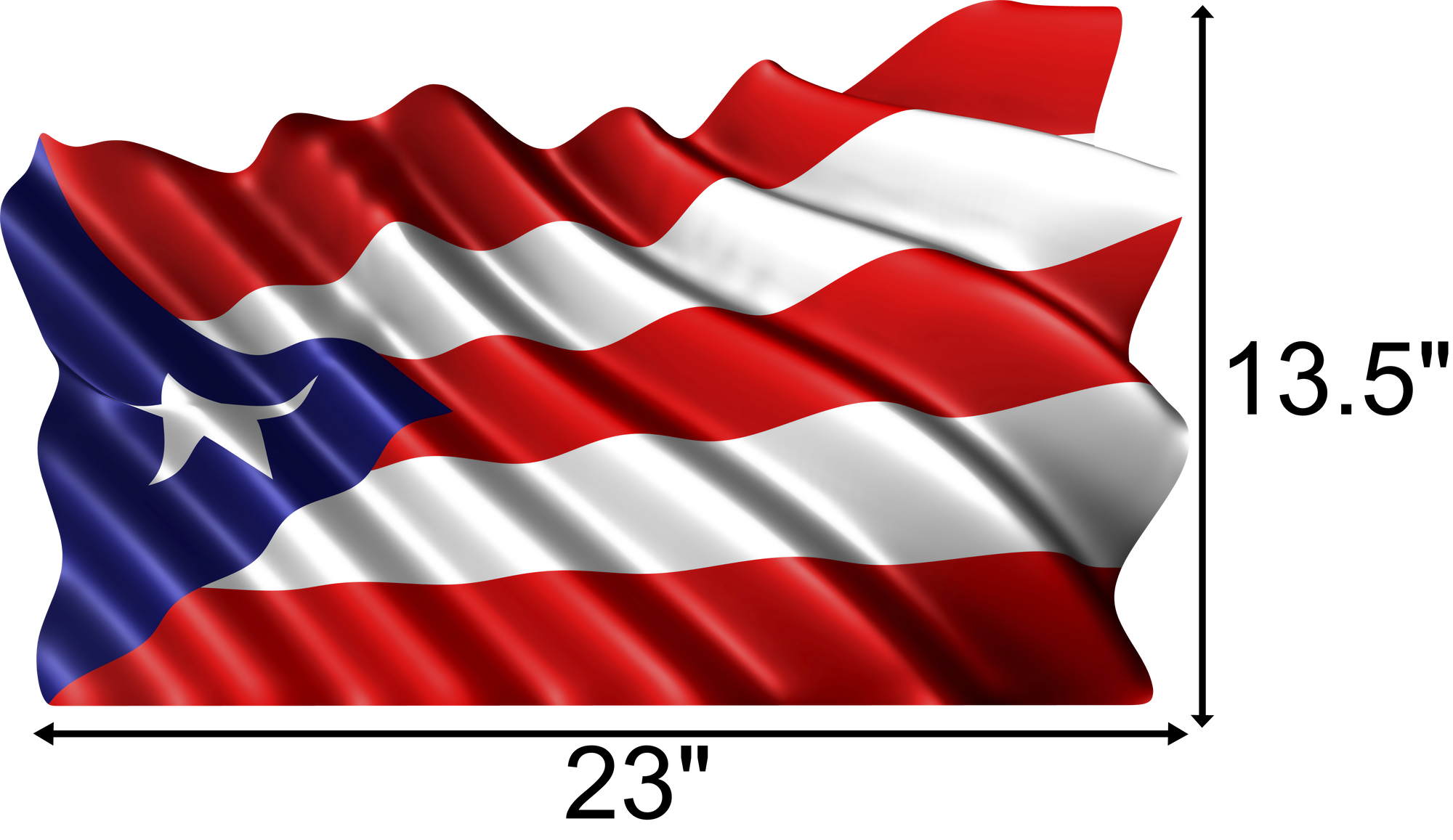 Puerto Rico Flag Waving 23" x 13.5"