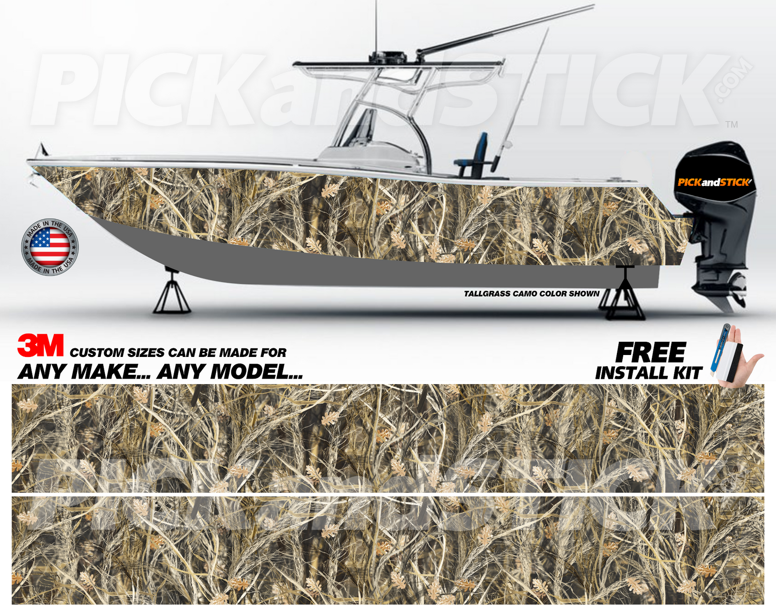 Camo Tallgrass Boat Wrap