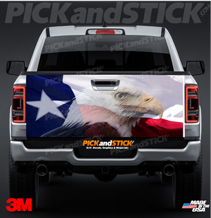 Texas Flag with Eagle Tailgate Wrap