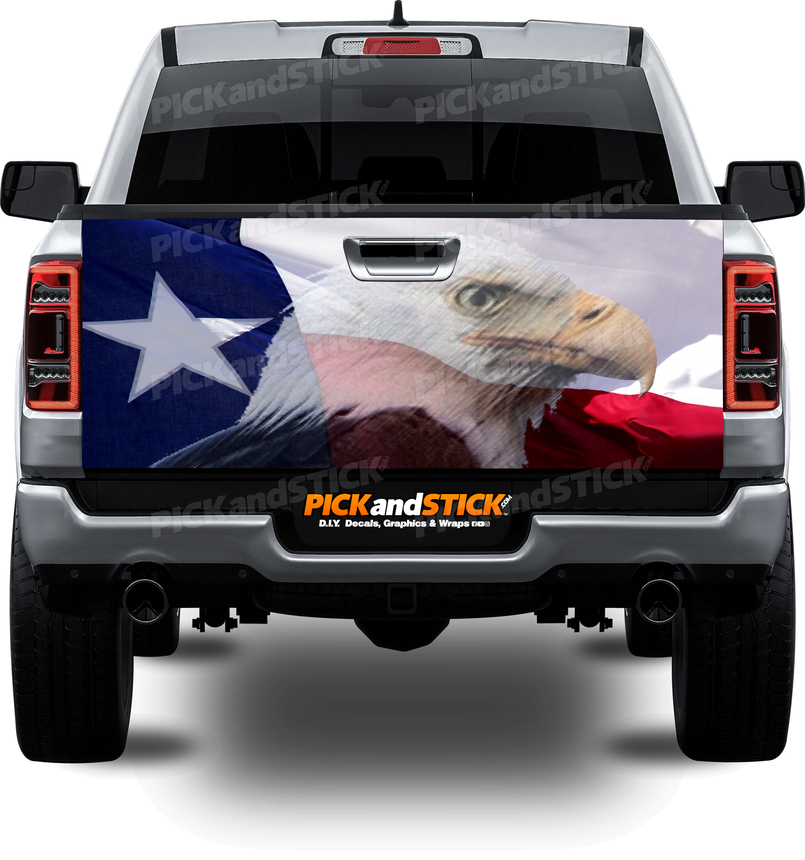 Texas Flag with Eagle Tailgate Wrap
