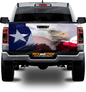 Texas Flag with Eagle Tailgate Wrap