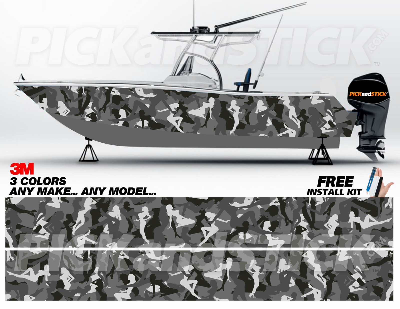 Trucker Camo Boat Wrap