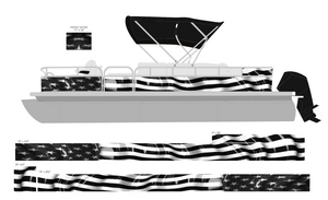 American Waving Flag B&W Pontoon Wrap