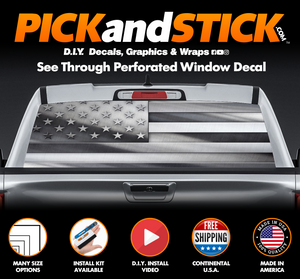 American Flag Metal Perforated Rear Window Decal
