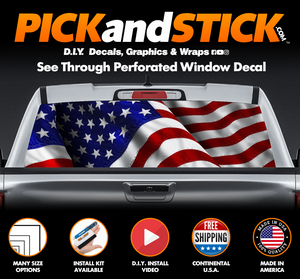 American Flag Waving Perforated Rear Window Decal
