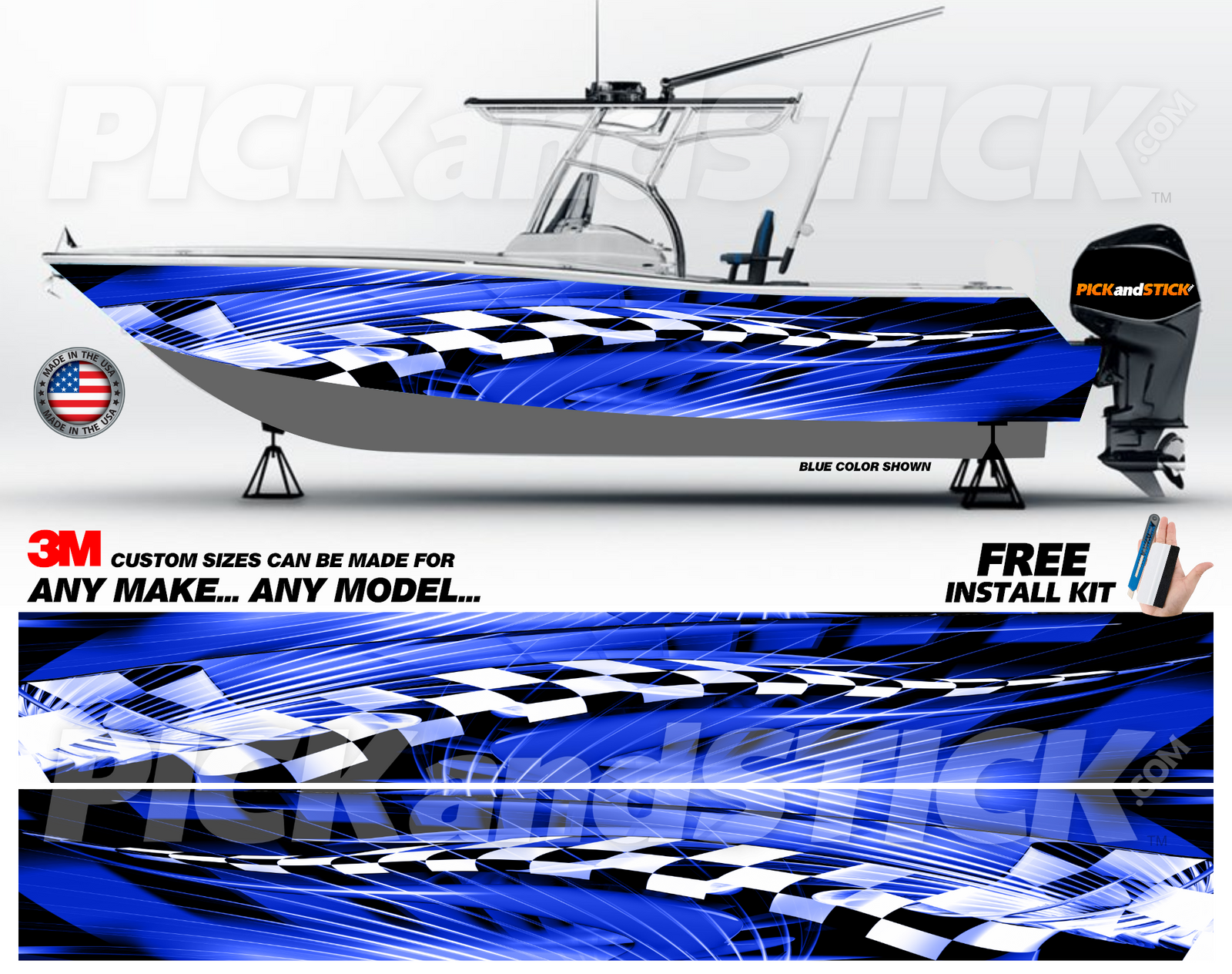 Checkered Abstract Boat Wrap
