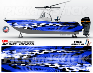 Checkered Abstract Boat Wrap